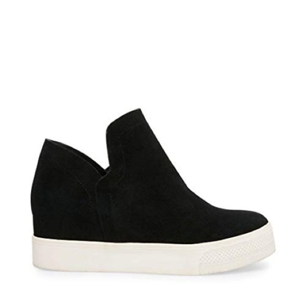 Steve Madden wedge sneakers Black Slip-On suede platform size 6